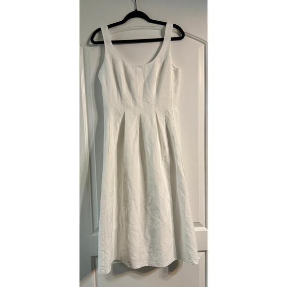 Anne Klein Dresses & Skirts - Anne Klein Swiss Dot Dress Women 4 White Sleeveless Midi Pleated Pocket